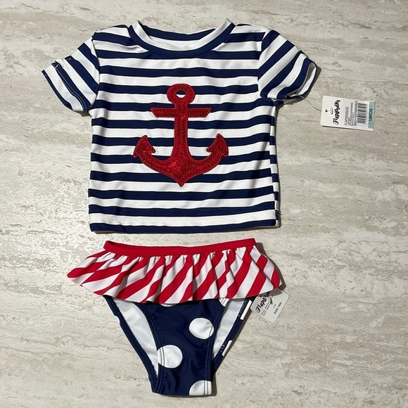 NWT Flapdoodles 2 piece set Baby Girl Swimsuit *18M - Picture 1 of 4
